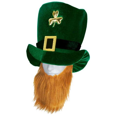 Velvet Leprechaun Hat With Beard - Party Plus SM5