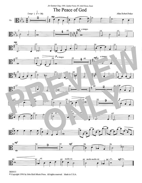 The Peace Of God - Viola Sheet Music | Allan Robert Petker | Choir Instrumental Pak