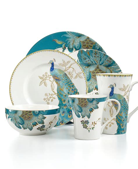 222 Fifth CLOSEOUT! Dinnerware Eliza Teal & Peacock Garden Mix & Match Collection - Macy's | 222 ...