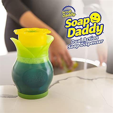 Scrub Daddy, Soap Daddy - Dual Action Soap Dispenser with Easy Grip Squeezable Sides and Built ...