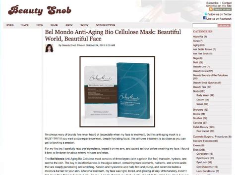 Beautysnob.com declares Bel Mondo Masks a Must Try! - Bel Mondo Beauty