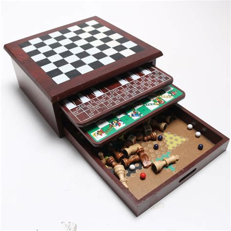 Wooden Multi-Board-Game Box : EBTH