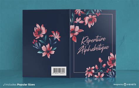 Watercolor Red Flowers Book Cover Design Vector Download