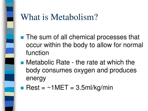 PPT - The Use of Metabolic Equations in Exercise Prescription PowerPoint Presentation - ID:370868