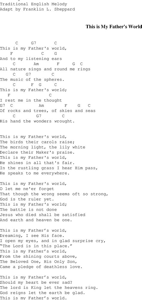 This is My Father's World - Christian Gospel Song Lyrics and Chords