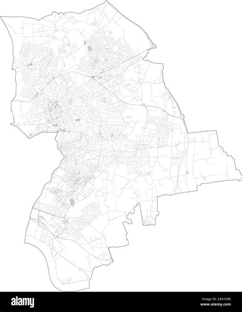 Satellite view of the London boroughs, map and streets of Havering ...