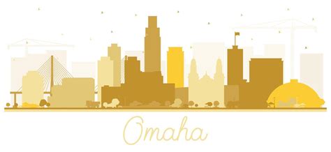 Omaha Nebraska City Skyline Silhouette with Golden Buildings Isolated ...