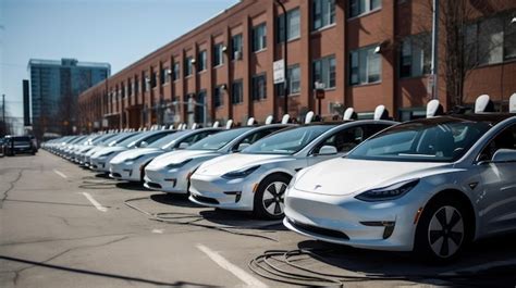 Premium AI Image | A fleet of electric vehicles parked and charging AI ...