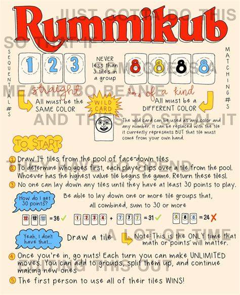 Rummikub Instructions Illustrated Game Guide Digital Download