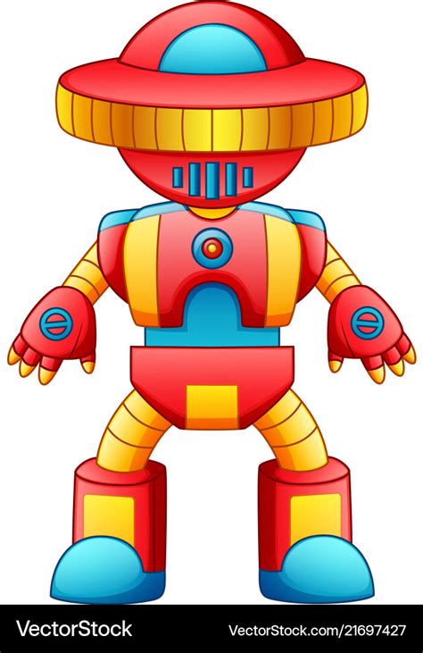 Colorful toy robot cartoon isolated on white backg