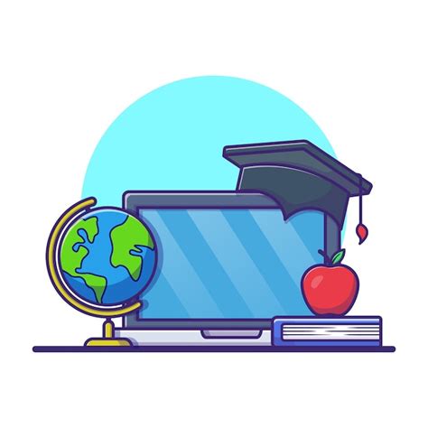 Premium Vector | Vector online education cartoon icon illustration ...