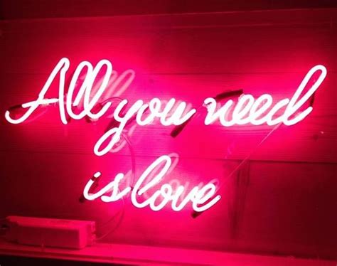 PINK NEON LIGHTS suspended in a Perspex box - ALL YOU NEED IS LOVE | Neon quotes, Neon words ...