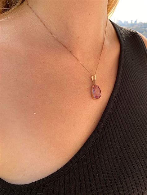 Gold Filled Pink Stone Necklace Pink Stone Necklace 925K | Etsy