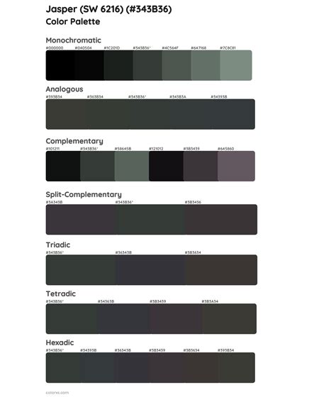 Jasper Desk Color Chart