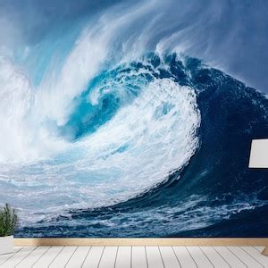 Ocean Wave Wallpaper Large Surf Wave Wall Mural Wallpaper Peel and ...