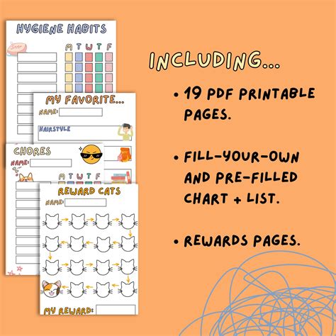 Printable Chore Chart for Kids ADHD Lifestyle, Routines, Checklists, Rewards, Responsibilities ...