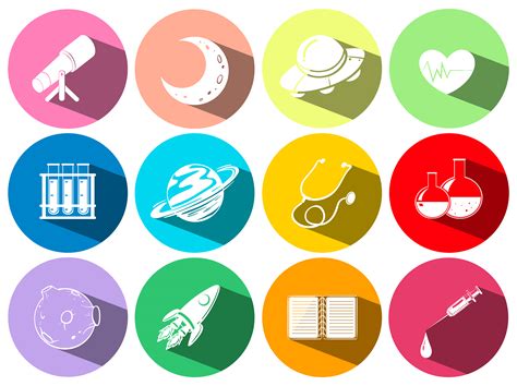 Science and technology symbols on buttons 448209 Vector Art at Vecteezy