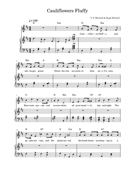 Cauliflowers Fluffy Sheet music for Piano, Flute other (Piano-Voice ...