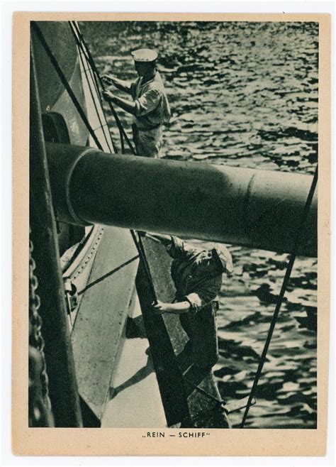 German WW2 Kriegsmarine Photo Postcard Sailors On Board Ship At Sea ...