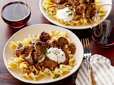 Beef Stroganoff over Buttered Noodles Recipe | Tyler Florence | Food Network