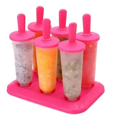 6Pcs Ice Cream Popsicle Molds Cooking Tools Rectangle Shaped Reusable DIY Frozen Ice Cream Pop ...