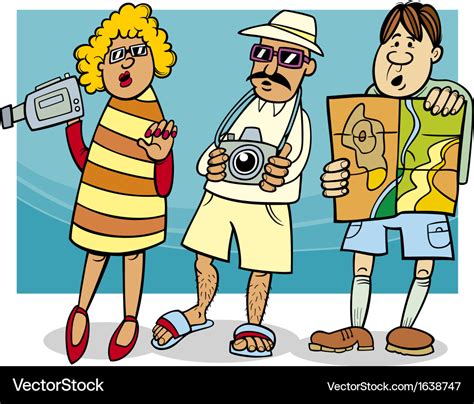 Tourist group cartoon Royalty Free Vector Image