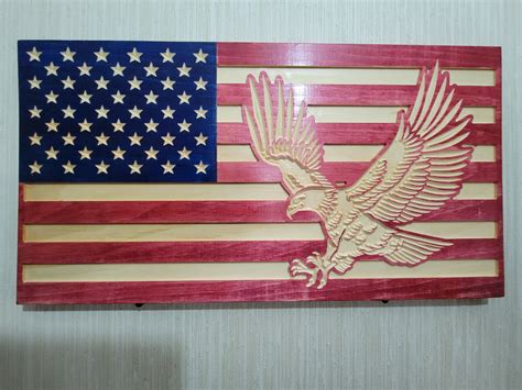 American Flag With Eagle Wooden Flag - Etsy