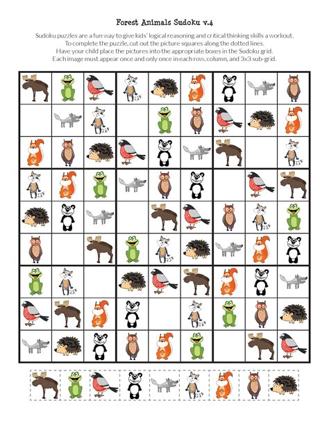 Forest Animals Sudoku {free printables} | Sudoku puzzles, Sudoku free, Sudoku