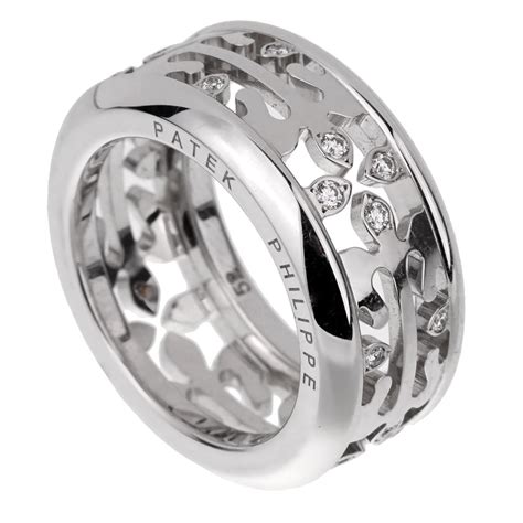 Patek Philippe Calatrava Diamond White Gold Ring – Opulent Jewelers