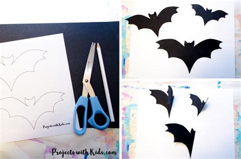 Halloween Art Project with 3D Paper Bats - Projects with Kids