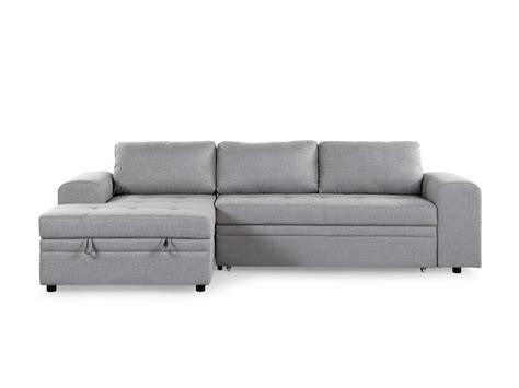 Corner Sofa- Upholstered Sleeper Sofa with Storage - KIRUNA - Light Grey_644796 | Corner sofa ...