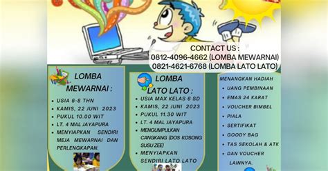 Mal Jayapura Gelar Lomba Mewarnai dan Lato Lato Isi Libur Sekolah Anak - #PapuaUS - Papua Untuk ...