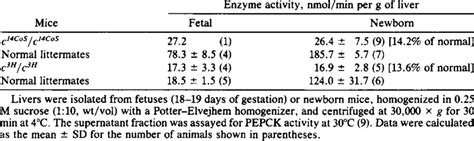 Activity of cytosolic PEPCK in the livers of fetal and newborn deletion... | Download Table