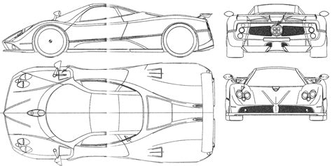 CAR blueprints - 2005 Pagani Zonda F Coupe blueprint