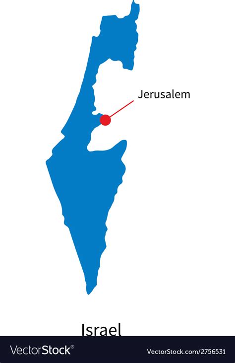 Detailed map israel and capital city jerusalem Vector Image