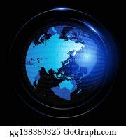 4 Futuristic Earth In Binary Numbers Clip Art | Royalty Free - GoGraph