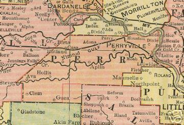 Perry County Arkansas Genealogy, History, maps with Perryville, Adona ...