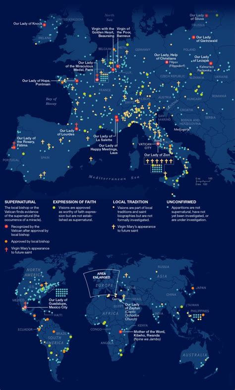 Map : 500 Years of Marian Apparitions Mapped - Infographic.tv - Number ...