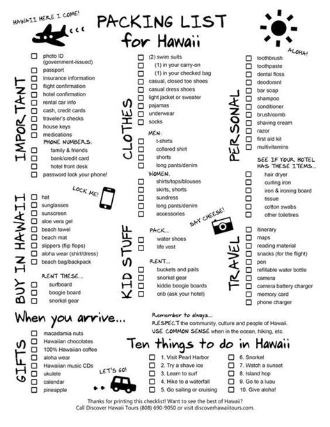 PRINT THIS HAWAII PACKING LIST!! - Packing is dreaded by many, but mastered by few. What should ...