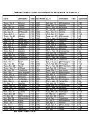 Printable Regular Schedule - Toronto Maple Leafs