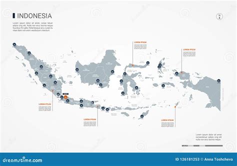 Indonesia Map And Cities Cartoon Vector | CartoonDealer.com #33933445