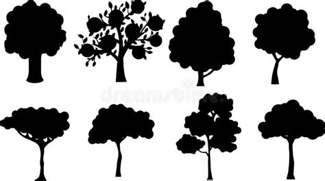 Family Tree Silhouette, Family Tree Silhouette Set, Stock Illustration ...