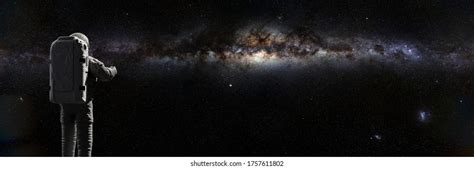 Astronaut Outer Space Milky Way Galaxy Stock Illustration 1757611802 ...