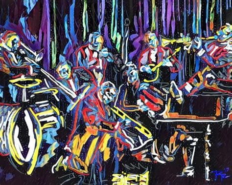 Jazz Art Print, Jazz Band Art, New Orleans painting | Jazz art, Music painting, Painting