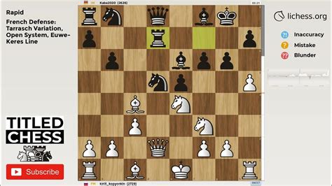 French Defense: Tarrasch Variation, Open System, Euwe-Keres Line - Rapid - Titled Chess - YouTube