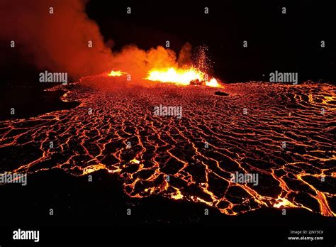 Drone Shot of Fagradalsfjall Volcano Stock Photo - Alamy