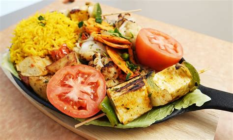 Paneer Sizzler with Yellow Rice and Veggies Recipe | Veggie Fest