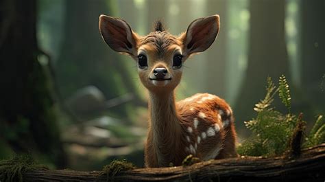 Premium AI Image | a baby deer in the woods