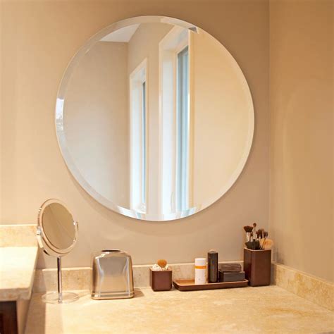 Beautiful Round Frameless Mirror 28inx28in Bevel Accenting Edge Bathroom Bedroom | eBay