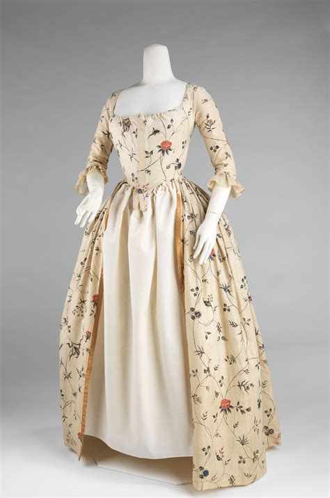 1785-1795, America - Robe à l'Anglaise - Cotton, baleen | 18th century ...